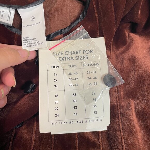 Vintage Erika II Brown Velvet Tie Waist Long Sleeve Maxi Dress Whimsigoth 2X - Picture 8 of 10